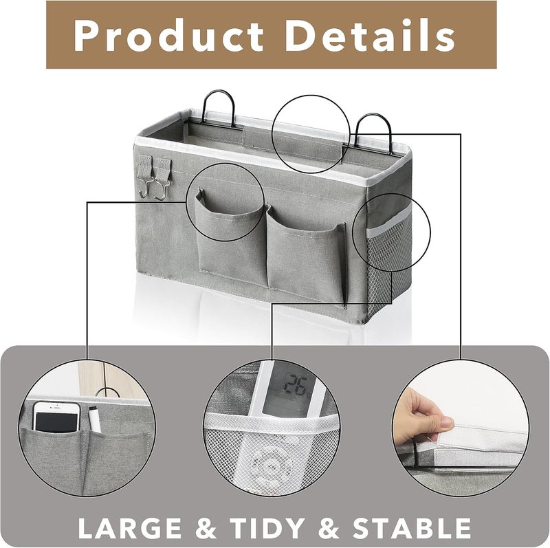 Kanrichu 2pcs Hanging Baskets for Organizing,Fabric Wall storage Basket,Wall Organizer for Closet,Kitchen, Bedroom, Office, RV Camper,Locker (Gray) - Image 5
